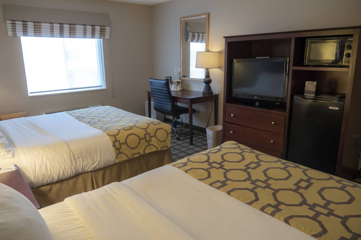 room, 2 queen beds, non smoking | down duvets, in-room safe, desk, blackout curtains