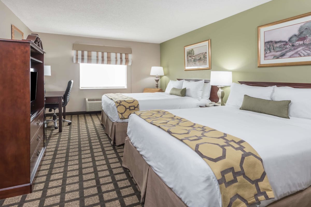 Room, 2 Queen Beds, Non Smoking | Down comforters, in-room safe, desk, blackout drapes
