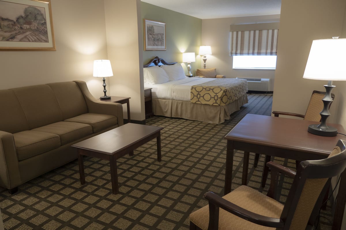 deluxe room, 1 king bed, non smoking | living room | 32-inch tv with cable channels