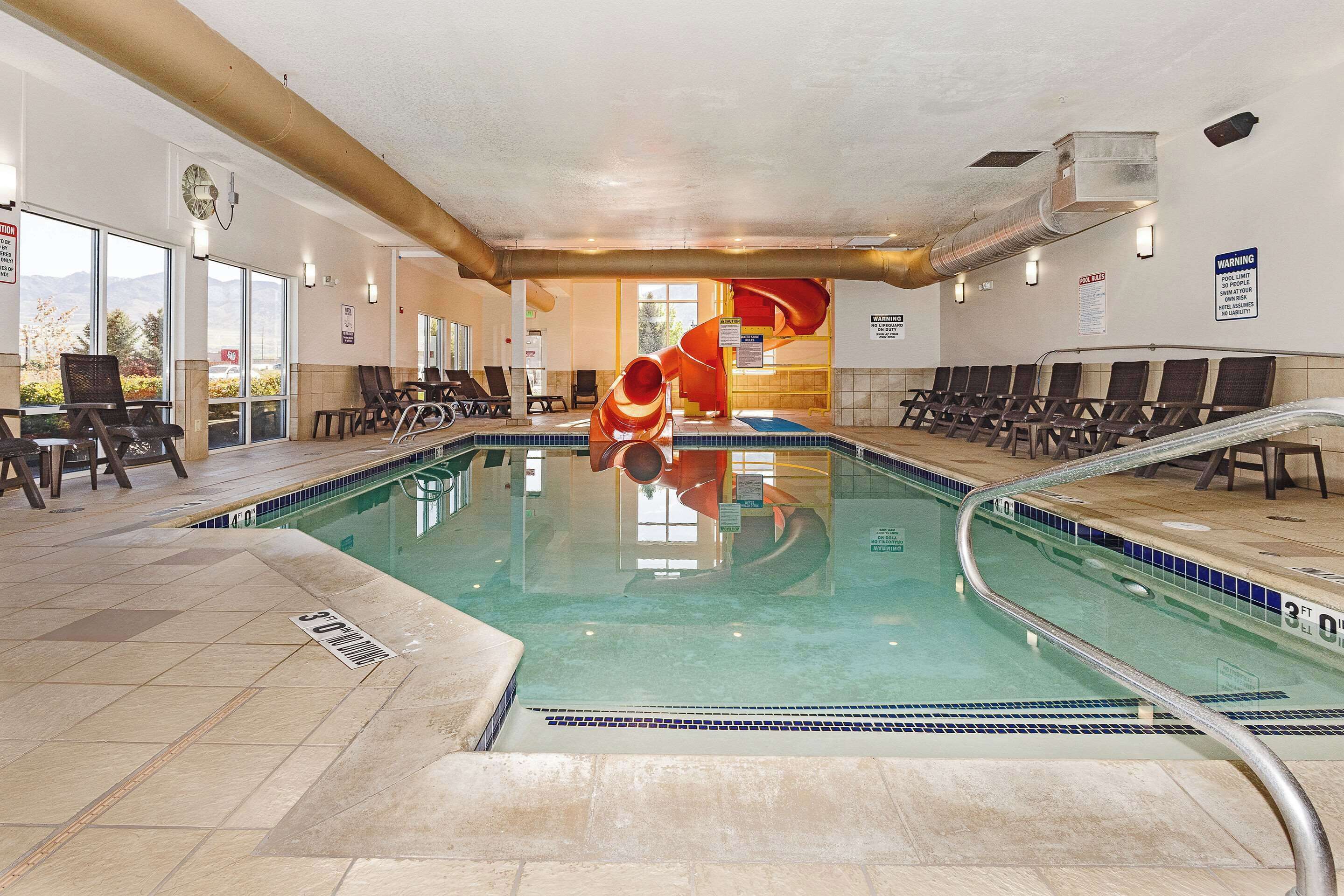 Indoor pool, open 8:00 AM to 10:00 PM, sun loungers