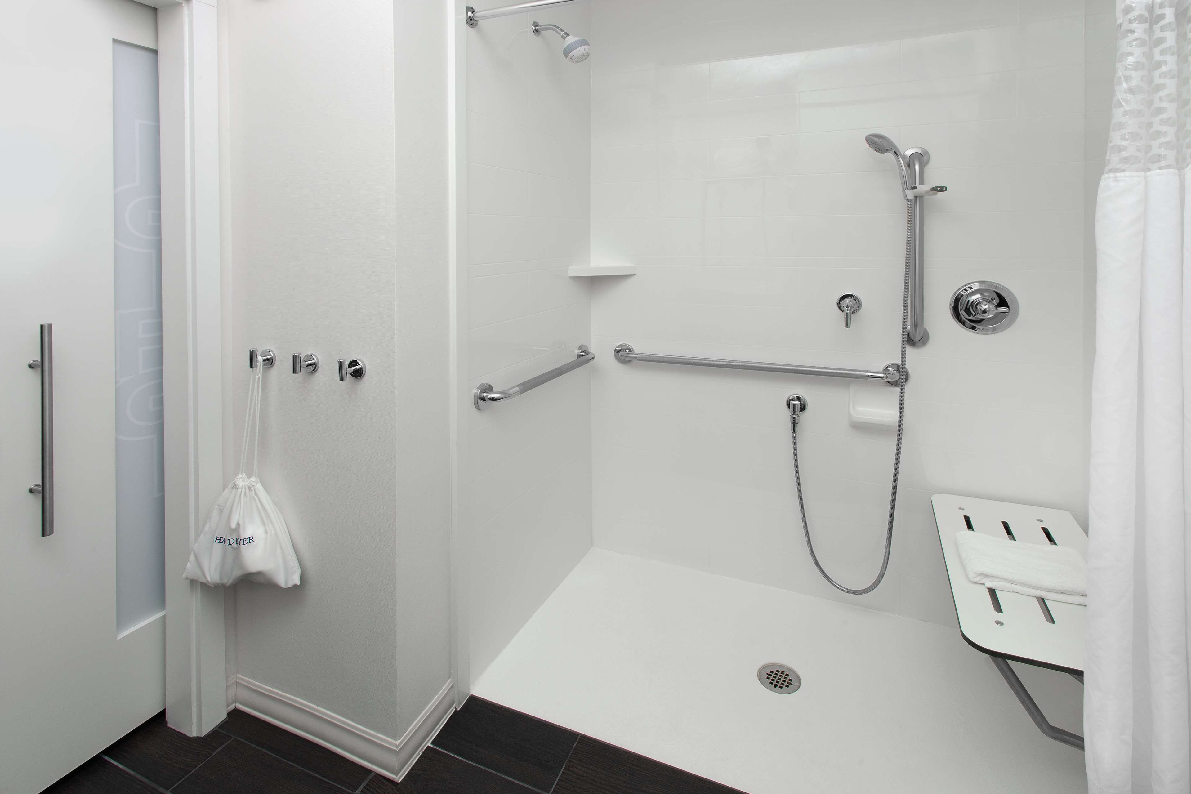 room, 1 king bed, accessible, non smoking (roll-in shower) | bathroom shower