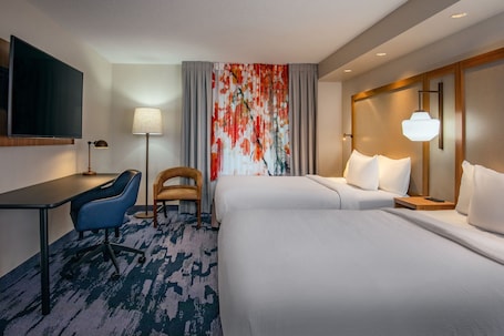 Premium bedding, desk, laptop workspace, blackout curtains. Fairfield Inn & Suites by Marriott Brunswick Freeport