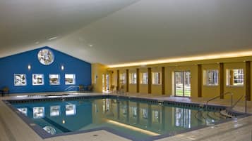 Indoor pool, open 8 AM to 10 PM, sun loungers