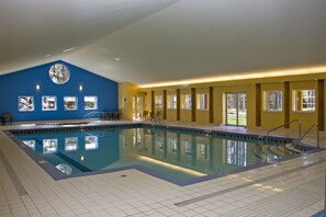 Indoor pool, open 8 AM to 10 PM, pool loungers
