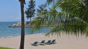 On the beach, kayaking