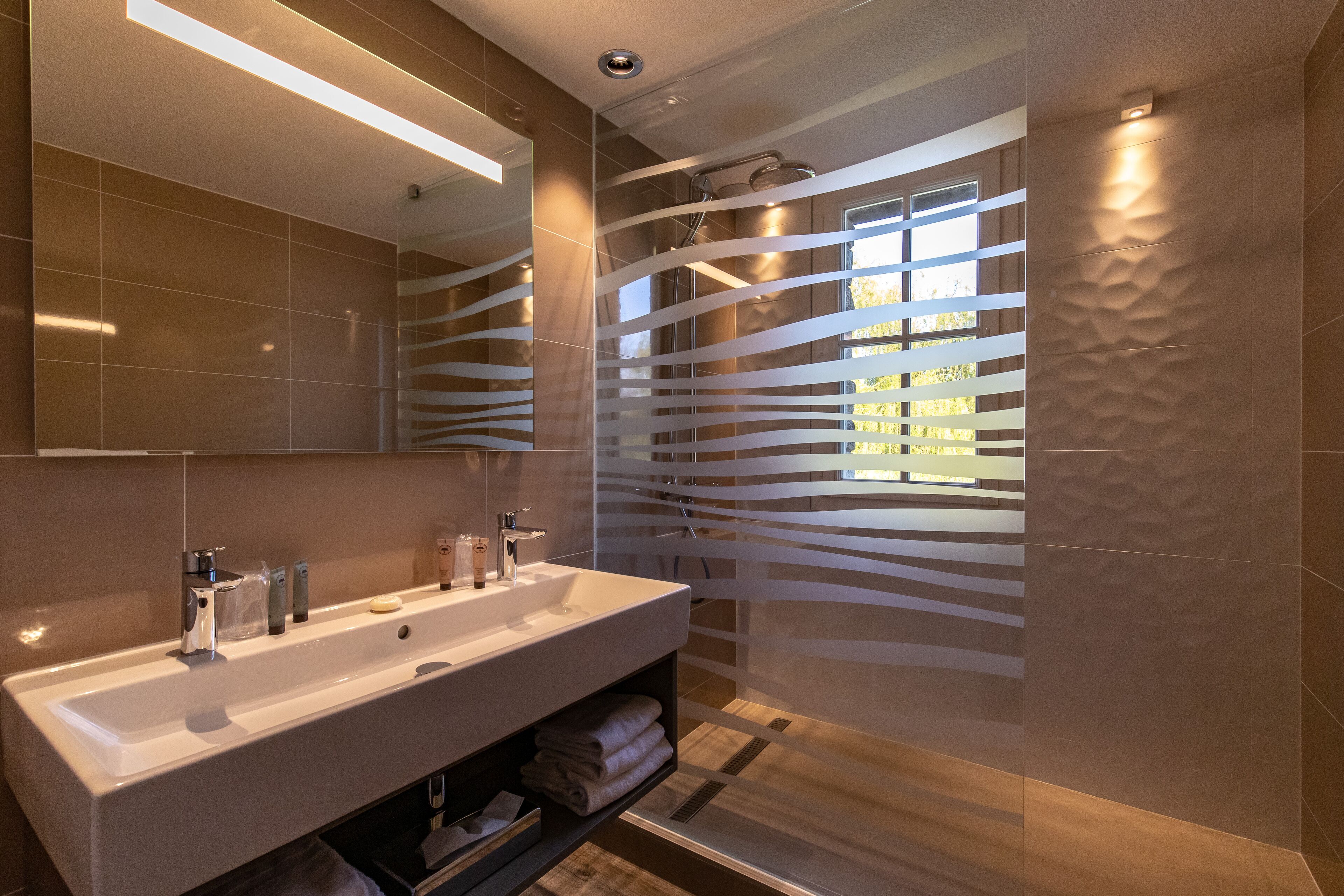 free toiletries, hair dryer, bathrobes, towels