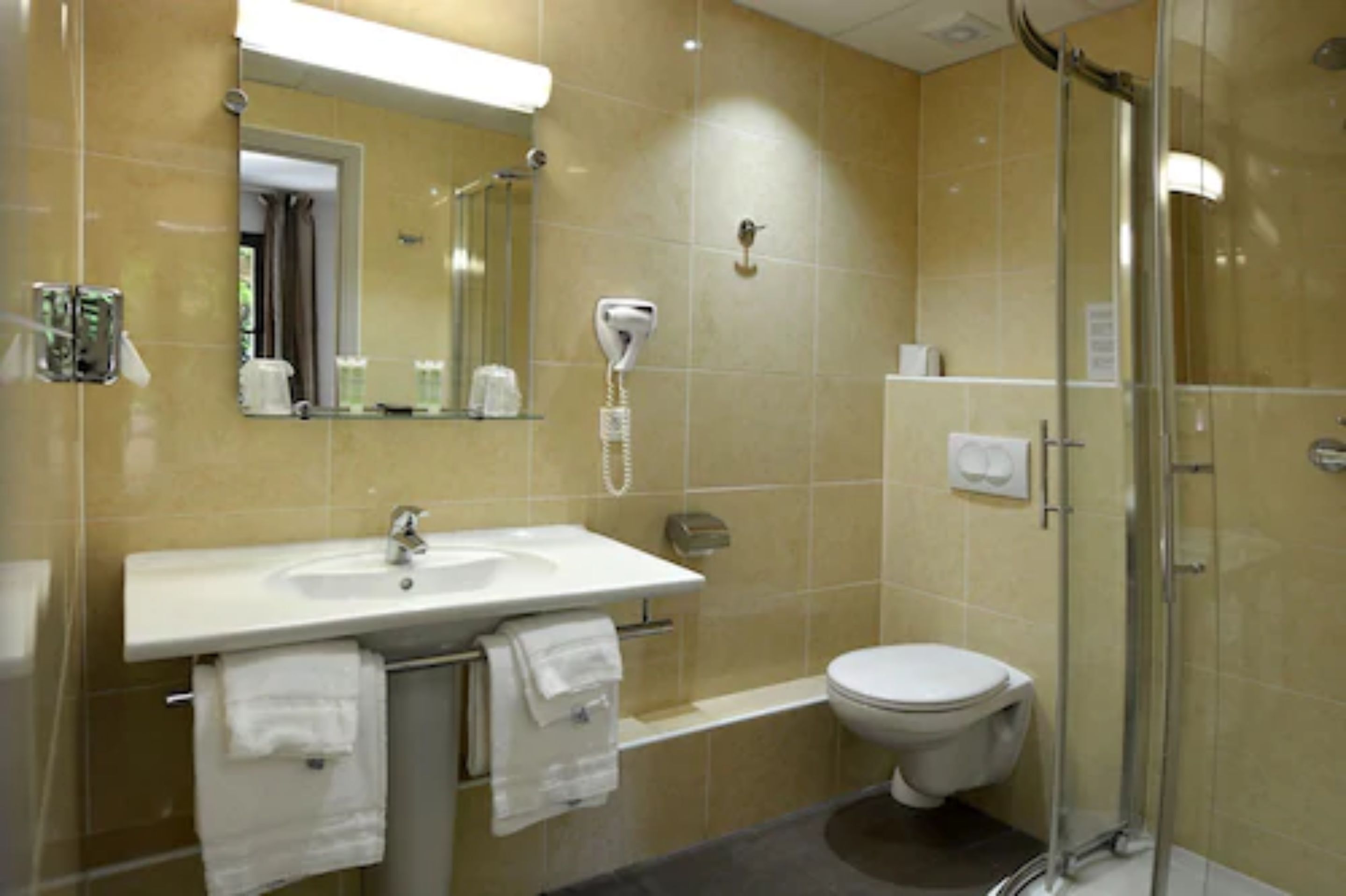 shower, free toiletries, hair dryer, bathrobes