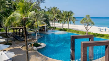 6 hồ bơi ngoài trời, dù/ô trên bãi biển/hồ bơi, ghế dài tắm nắng