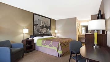 Desk, free WiFi, bed sheets