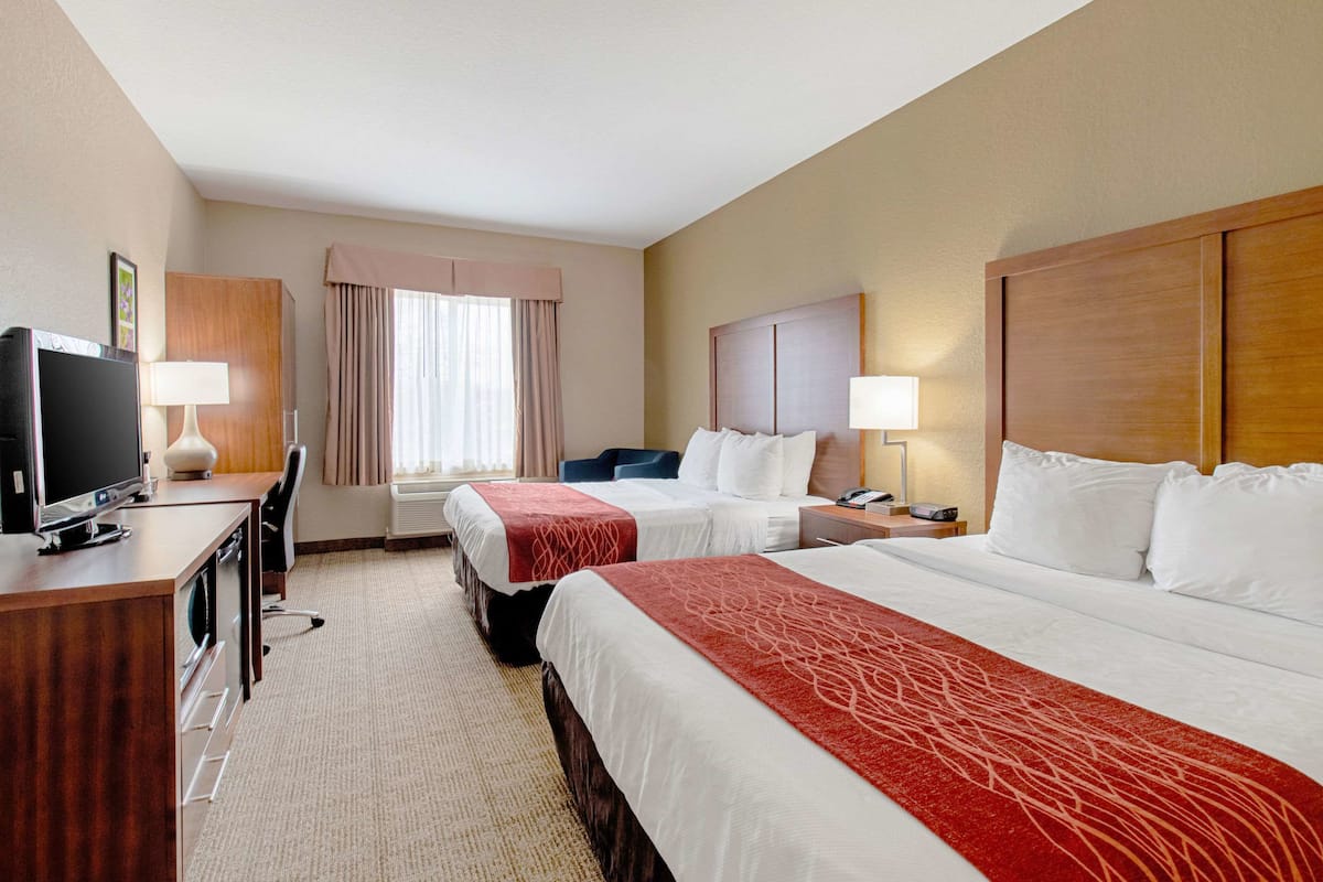 Standard Room, 2 Queen Beds, Non Smoking | Desk, blackout drapes, iron/ironing board, free WiFi