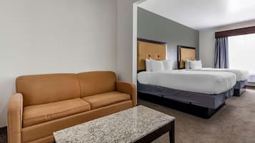 Suite, 2 Queen Beds, Non Smoking | In-room safe, desk, laptop workspace, blackout drapes