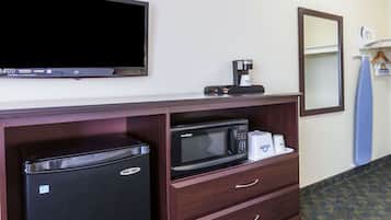 Desk, iron/ironing board, cribs (free), WiFi (free)