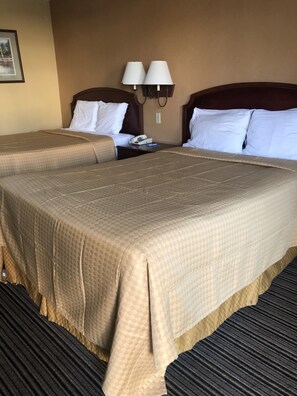 Standard Room, 2 Double Beds, Non Smoking | Blackout drapes, iron/ironing board, free WiFi, bed sheets