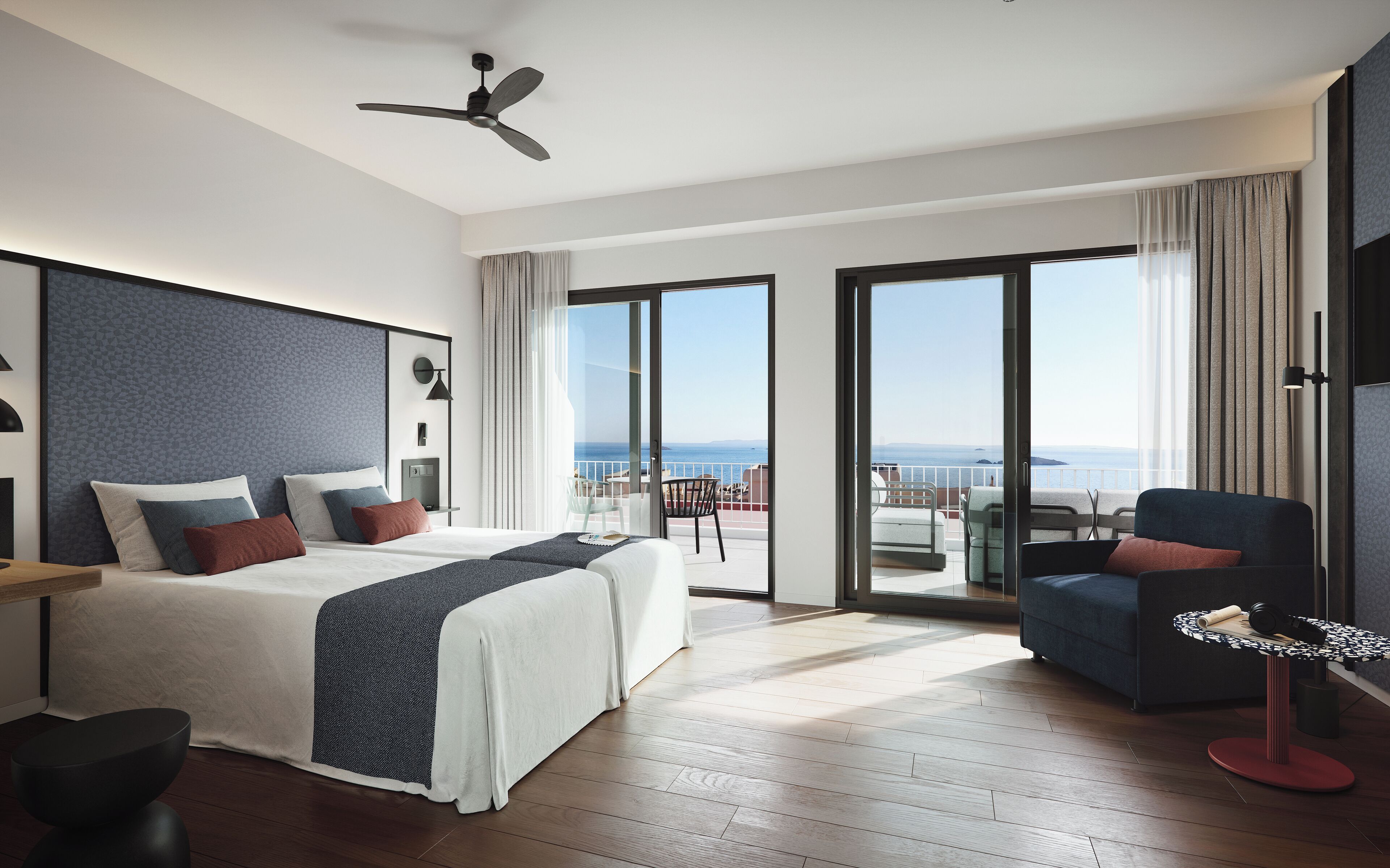 Superior Twin Room, Sea View | In-room safe, desk, blackout drapes, free WiFi