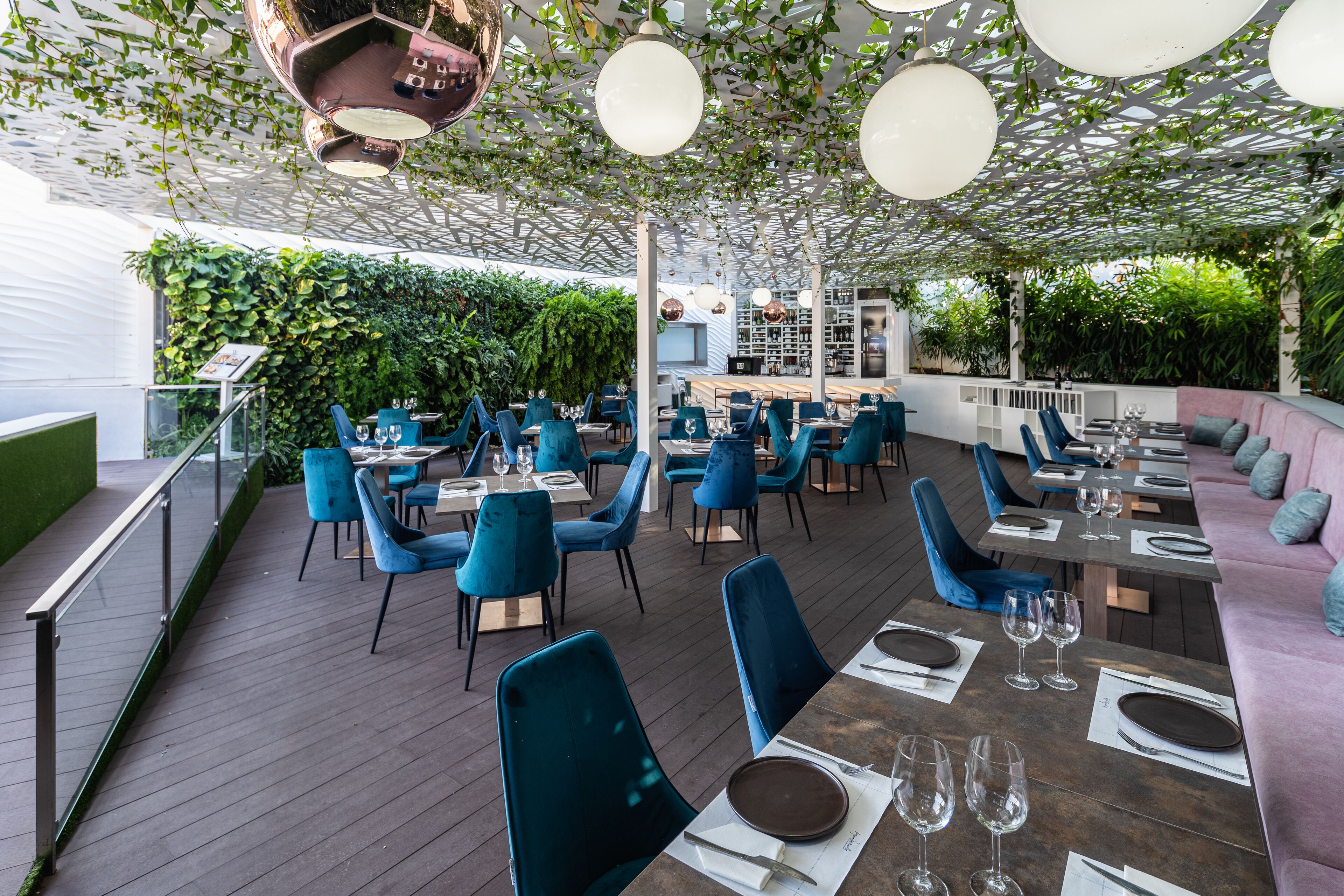 Breakfast, lunch, dinner served; international cuisine, pool views 