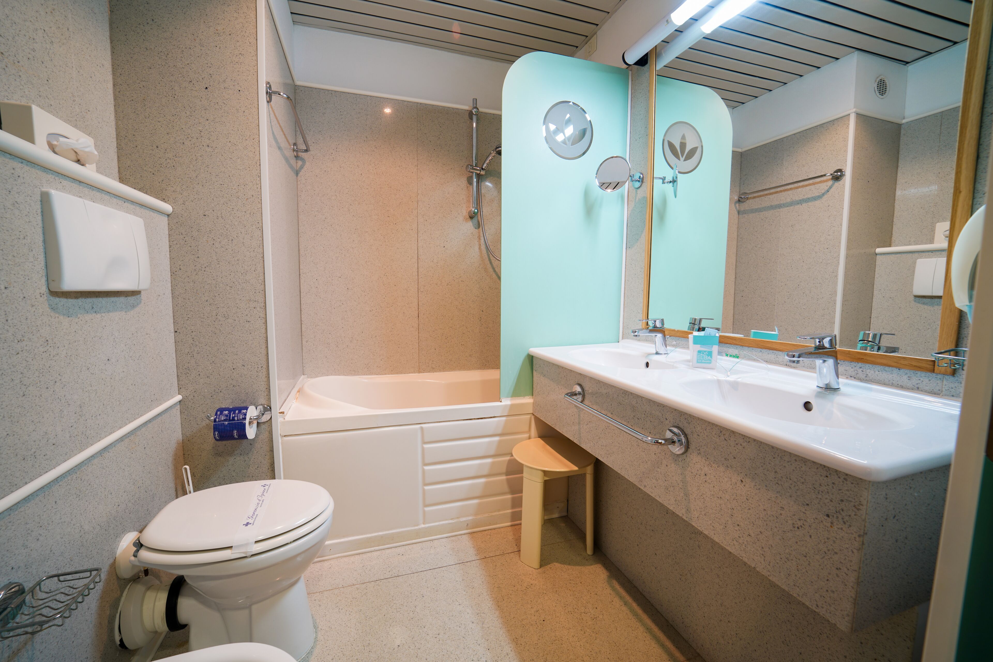 free toiletries, hair dryer, towels