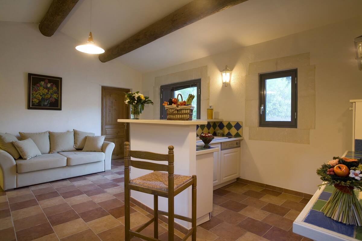 petite maison | living area | 50-cm lcd tv with satellite channels, tv