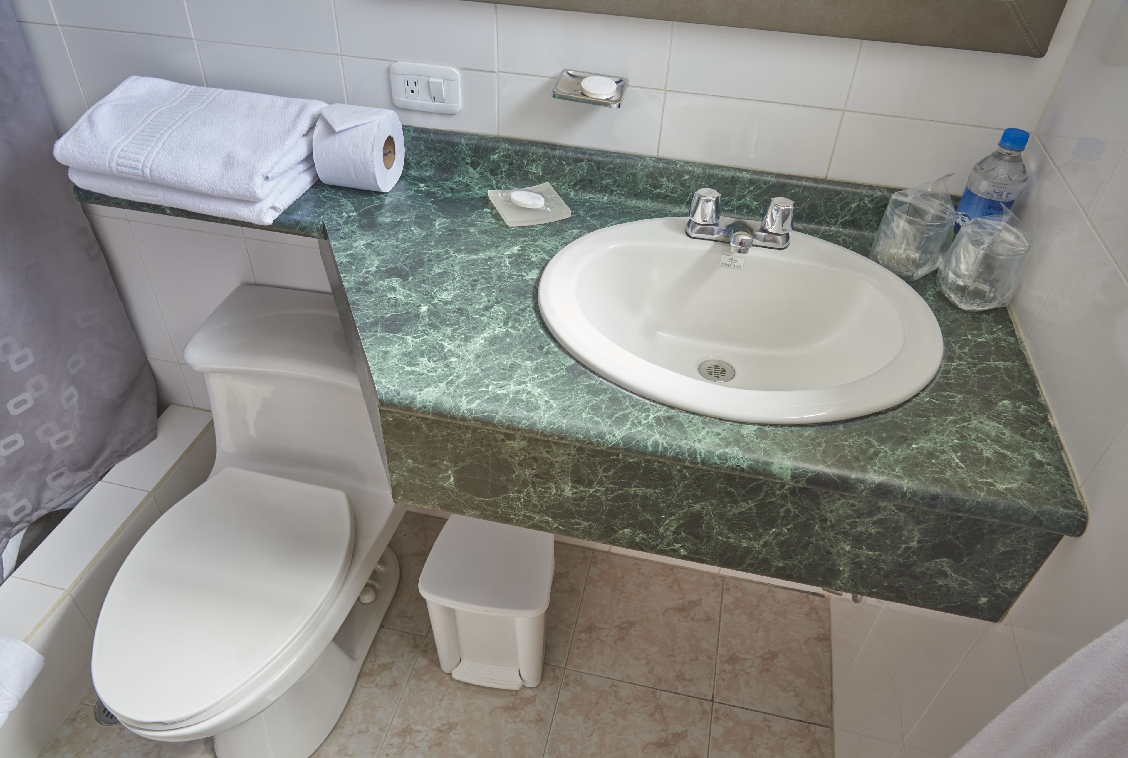 shower, rainfall showerhead, towels, soap