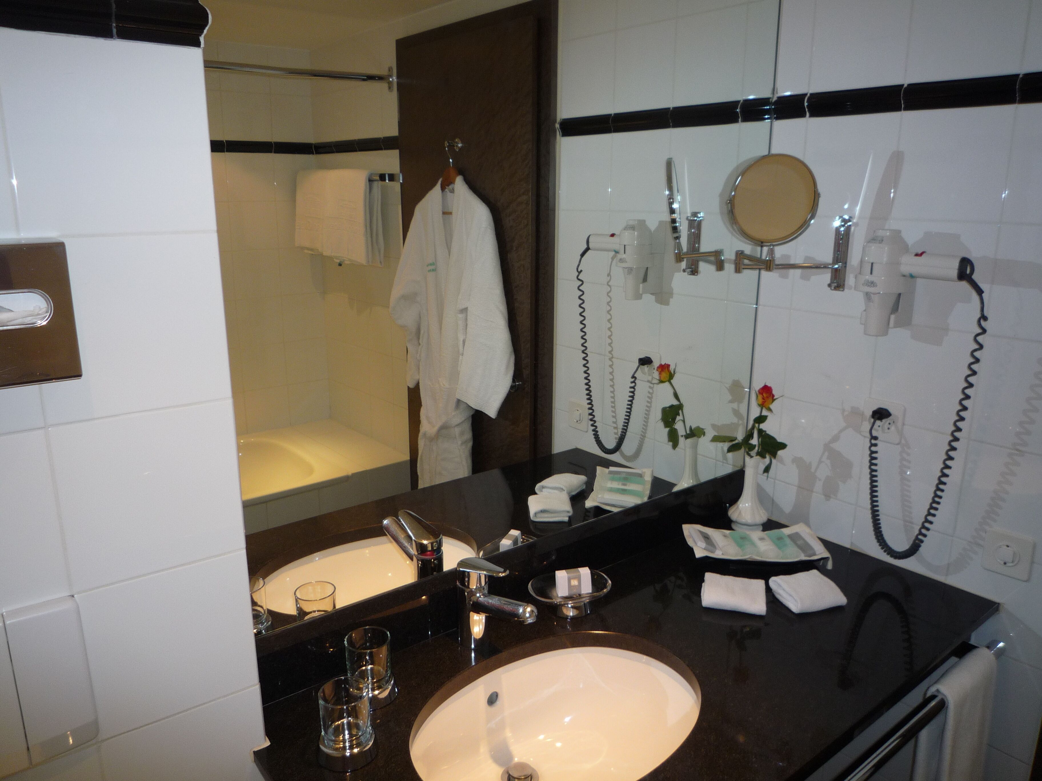 free toiletries, hair dryer, bathrobes, slippers