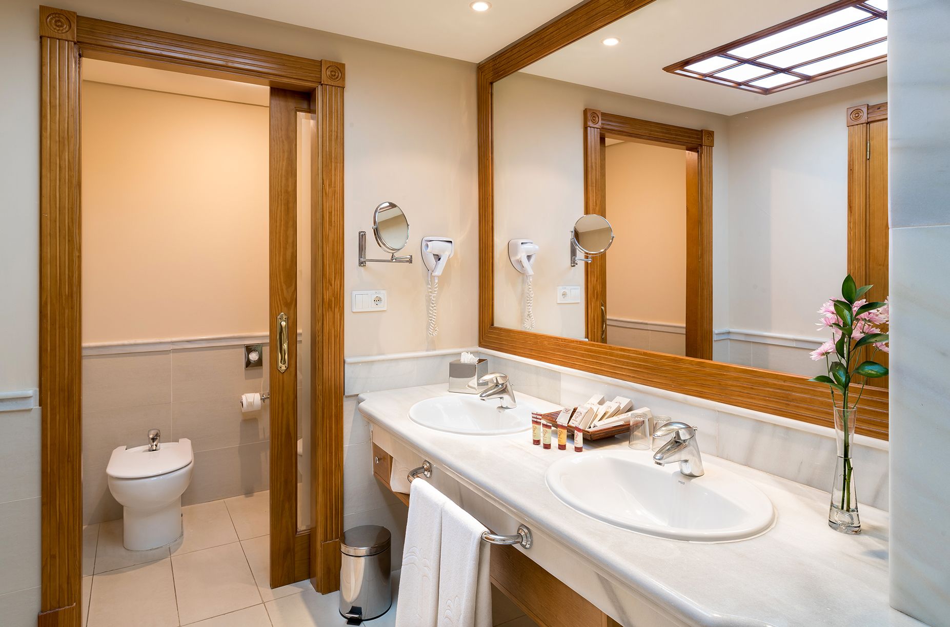 shower, hair dryer, bathrobes, bidet