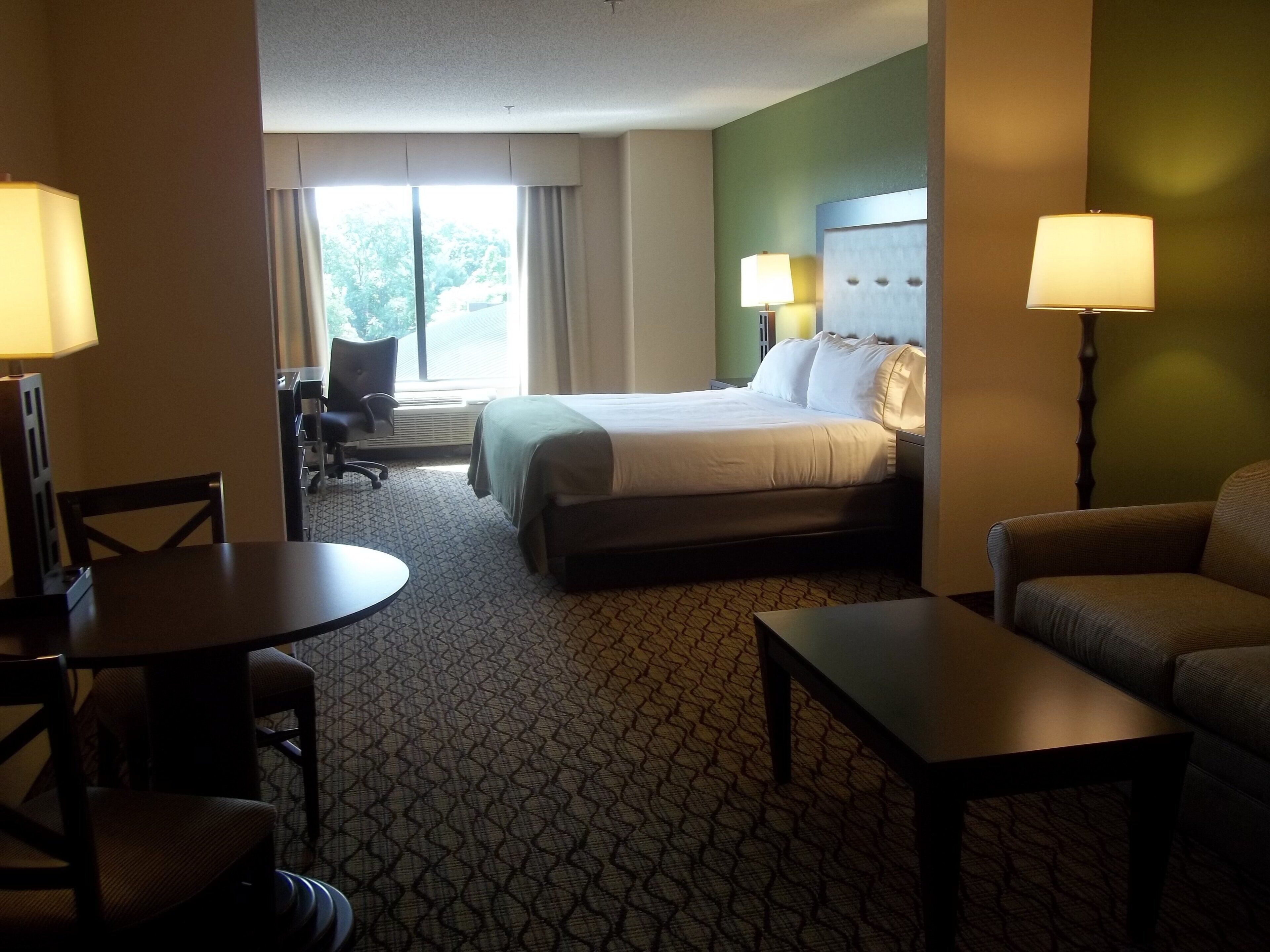 In-room safe, desk, laptop workspace, blackout drapes