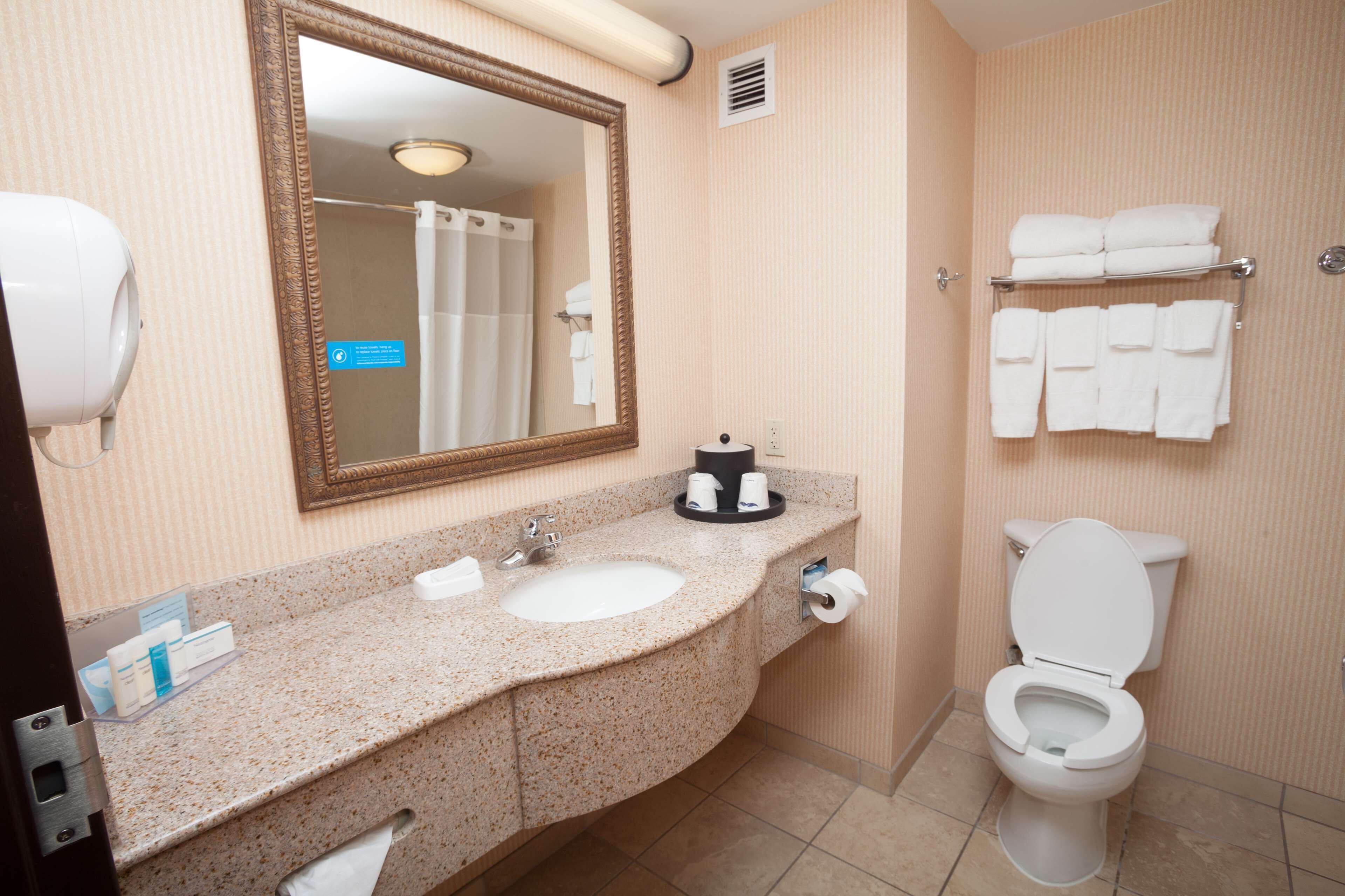 two queen beds non smoking | bathroom | hair dryer, towels