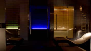 Relax in a stylish seating area with two lounge chairs and a small table.