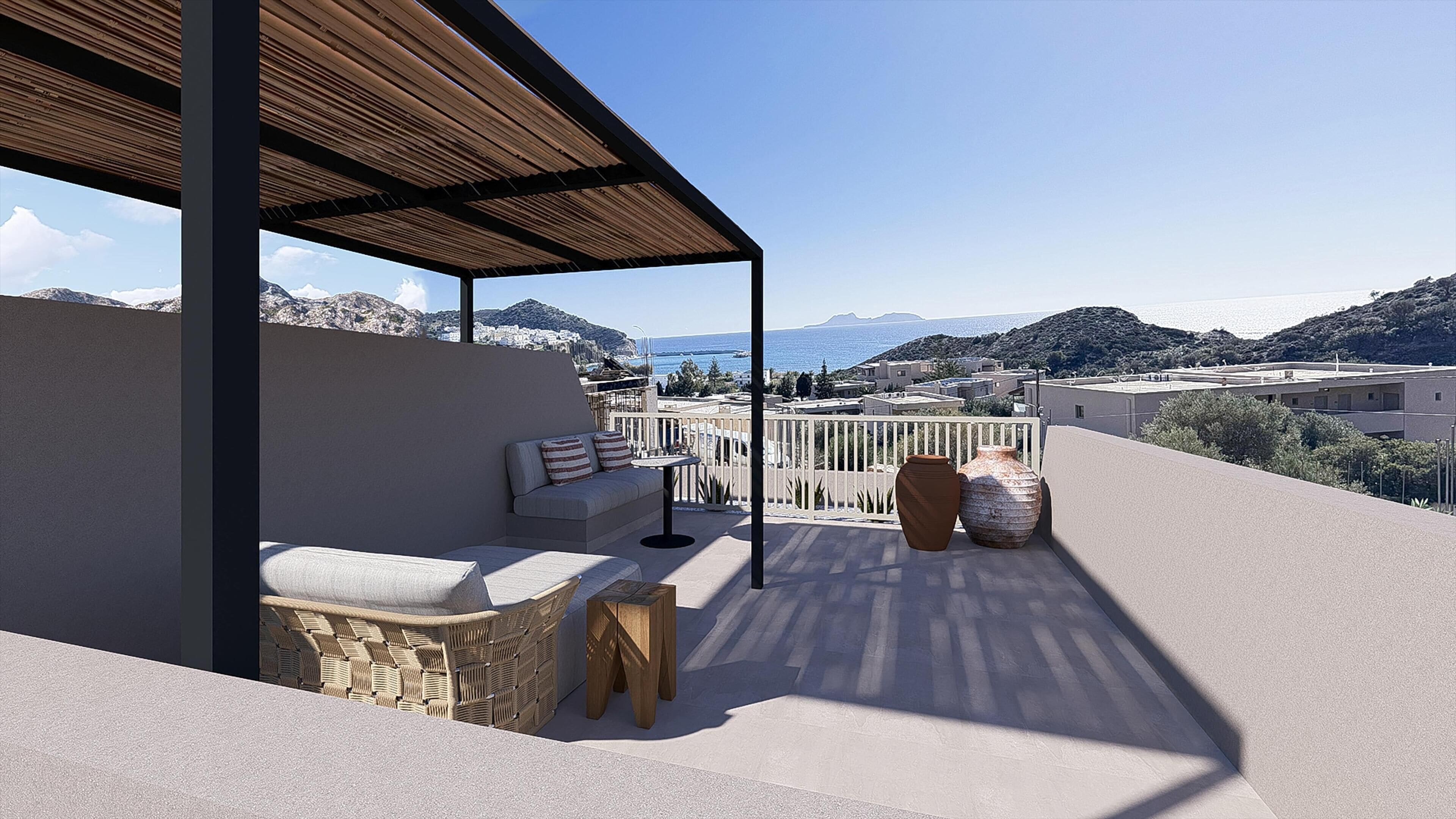 Star Sleep Rooftop Junior Suite Sea View | 客房內保險箱、書桌、遮光布/窗簾、床單