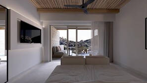 In-room safe, desk, blackout drapes, bed sheets - Paralos Irini Mare (Agios Vasileios)