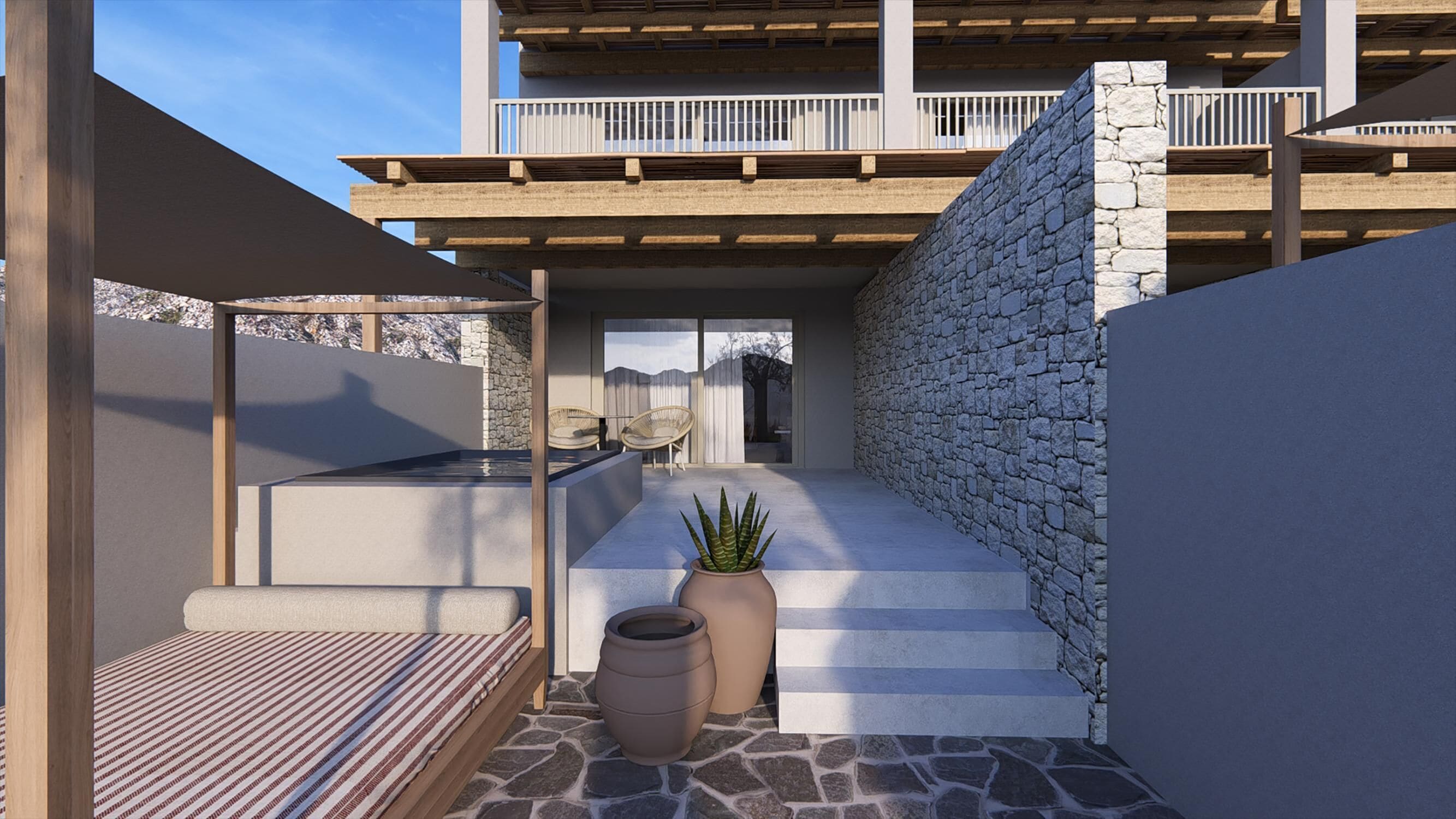 South Junior Suite Sea view Plunge Pool | 客房內保險箱、書桌、遮光布/窗簾、床單