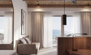 In-room safe, desk, blackout curtains, bed sheets - Paralos Irini Mare (Agios Vasileios)