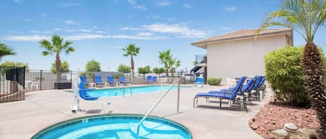 Outdoor pool, open 8:00 AM to 11:00 PM, sun loungers