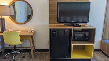 In-room safe, desk, laptop workspace, blackout curtains