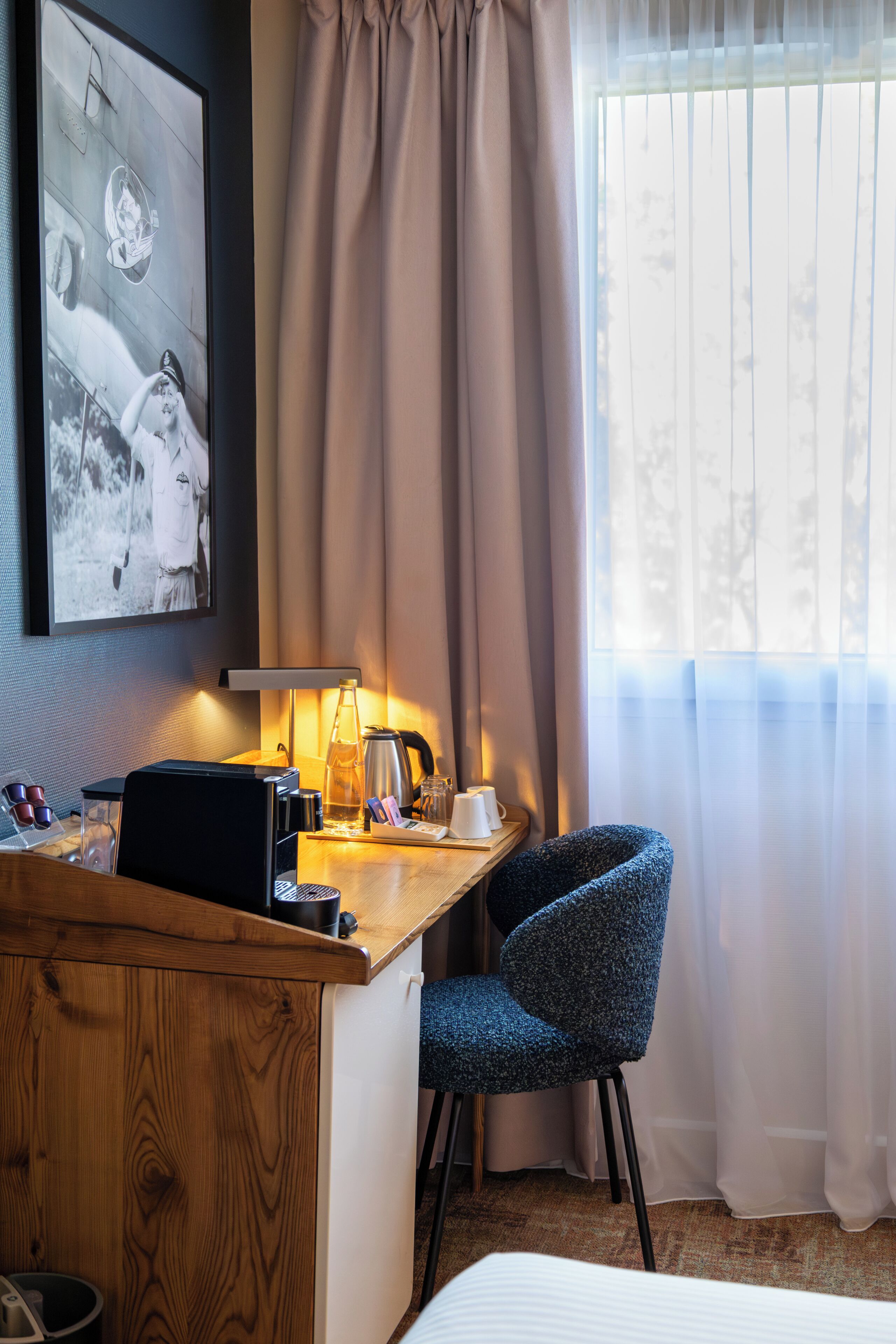 In-room safe, desk, blackout curtains, soundproofing