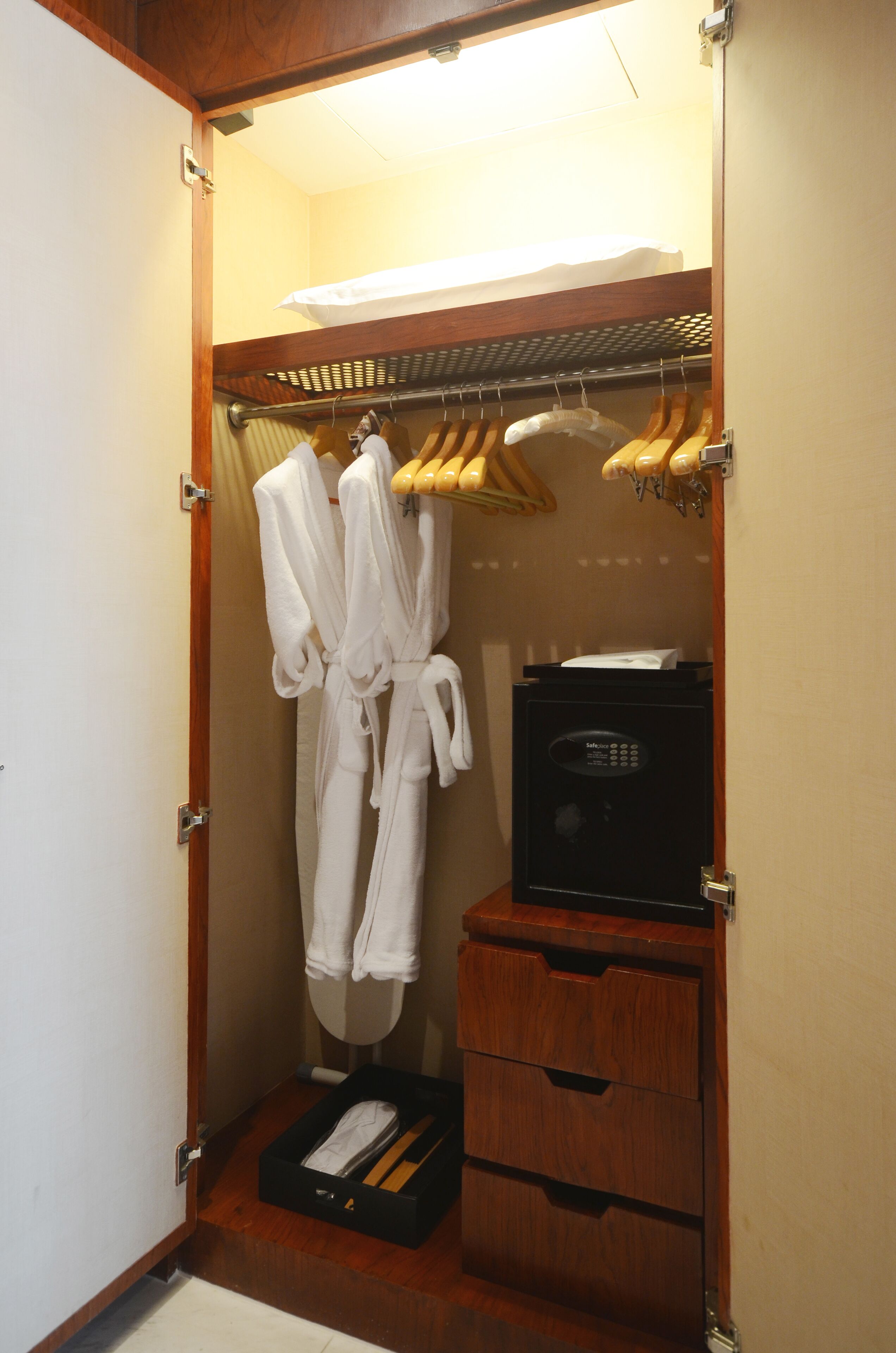 in-room safe, desk, blackout curtains, iron/ironing board