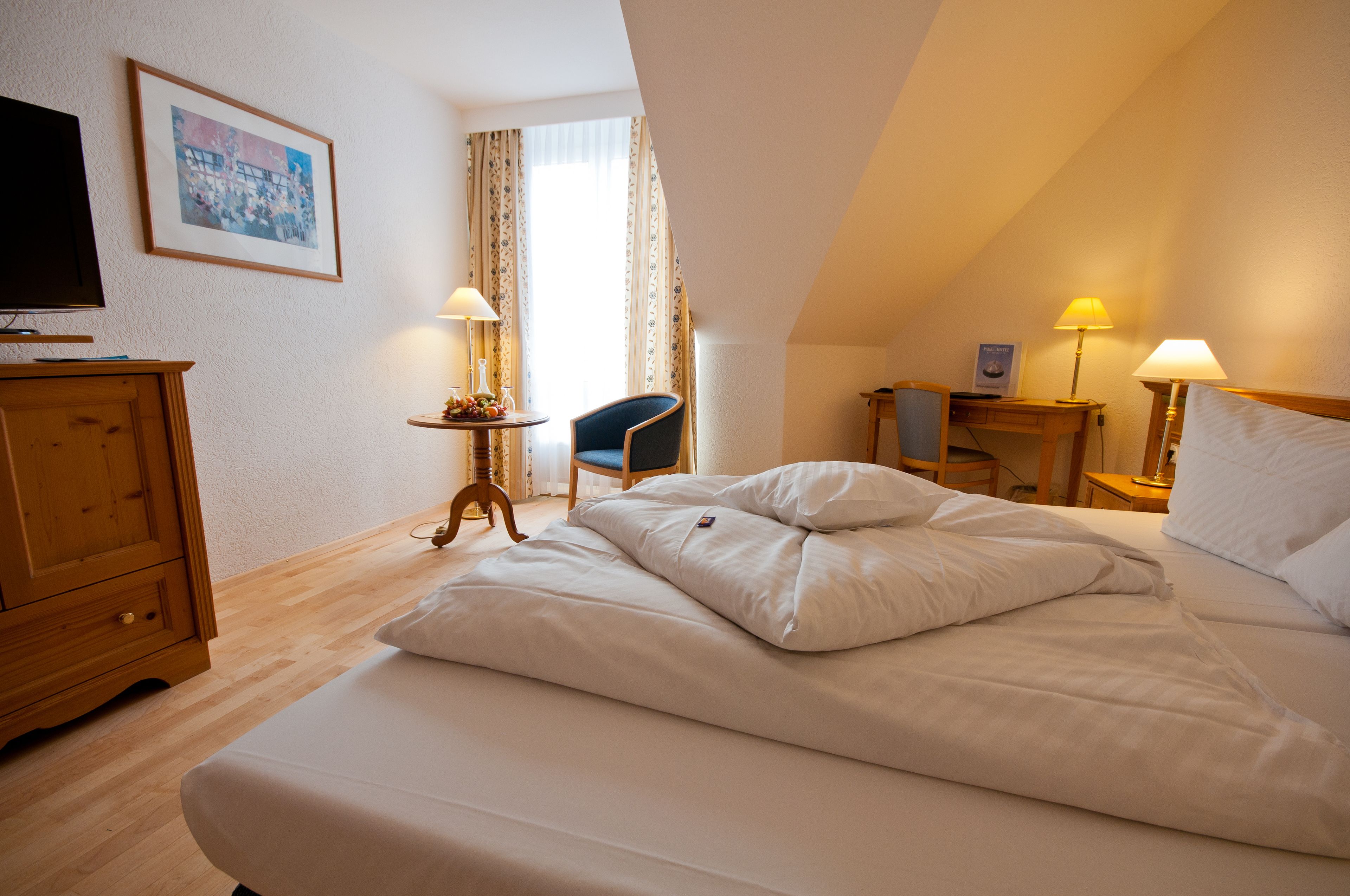 economy double room | hypo-allergenic bedding, down duvets, minibar, desk