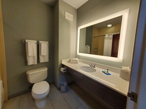 Combined shower/bathtub, hair dryer, towels - Holiday Inn Express Hotel & Suites Pearland by IHG (Pearland)