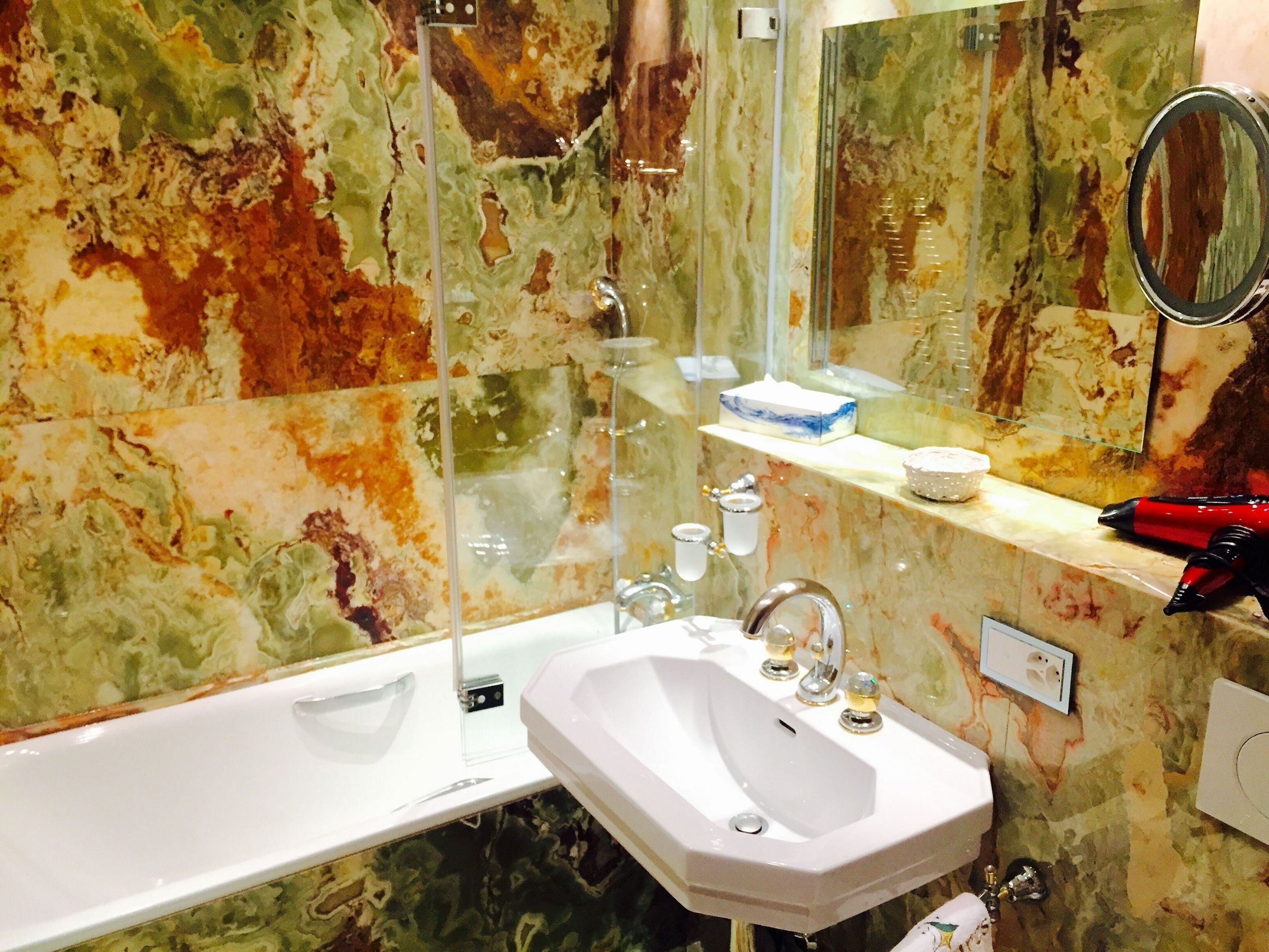 free toiletries, hair dryer, bathrobes, towels