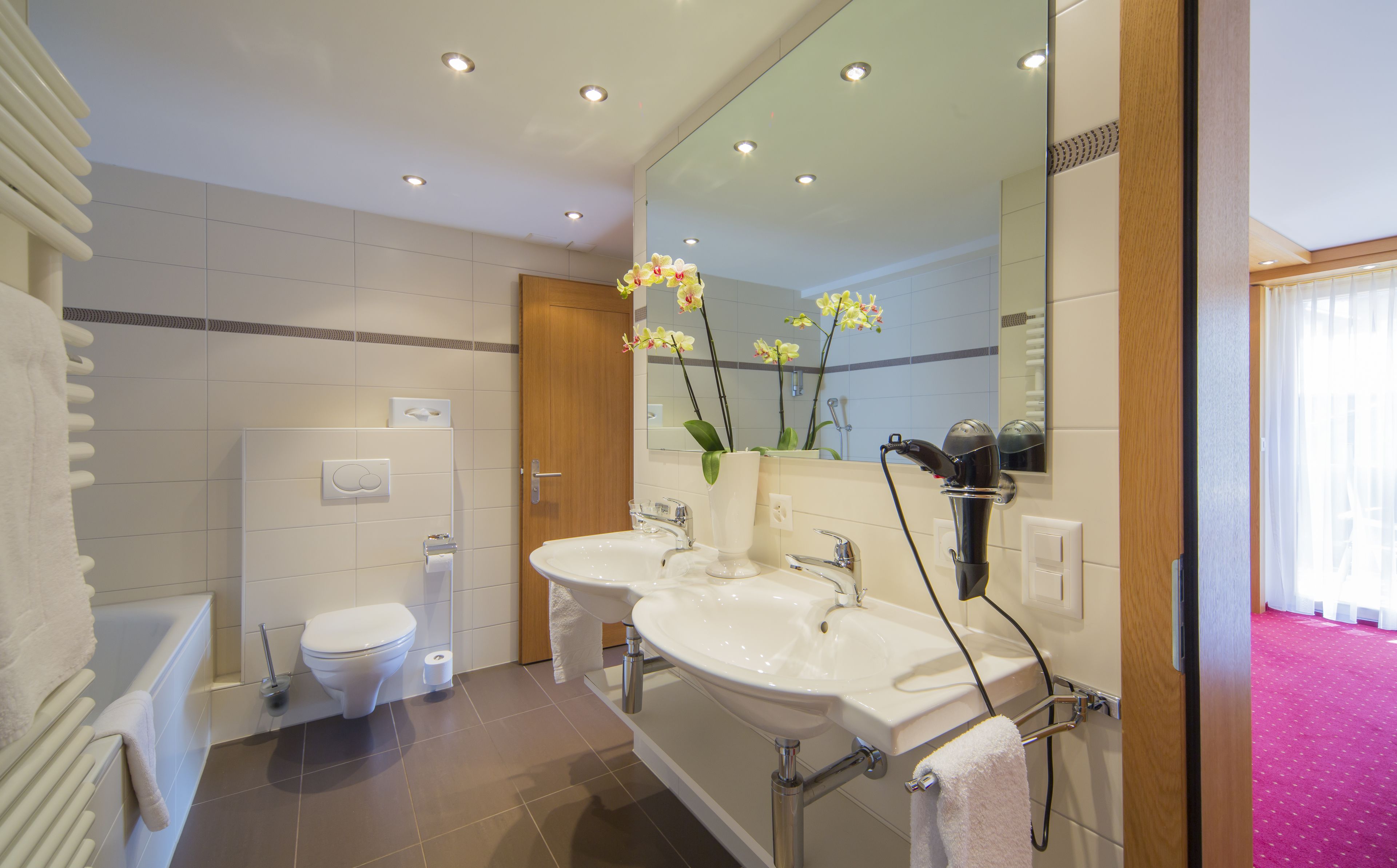 suite, mountain view | bathroom | hair dryer, towels