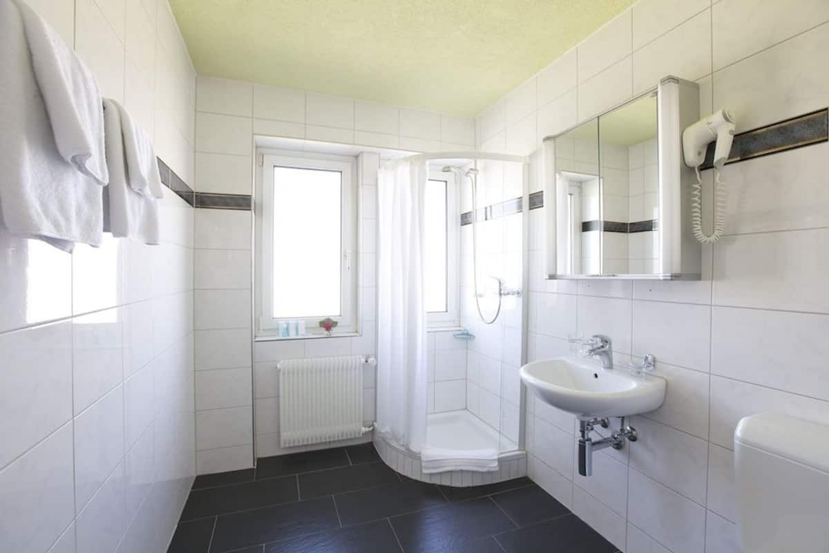 free toiletries, hair dryer, towels