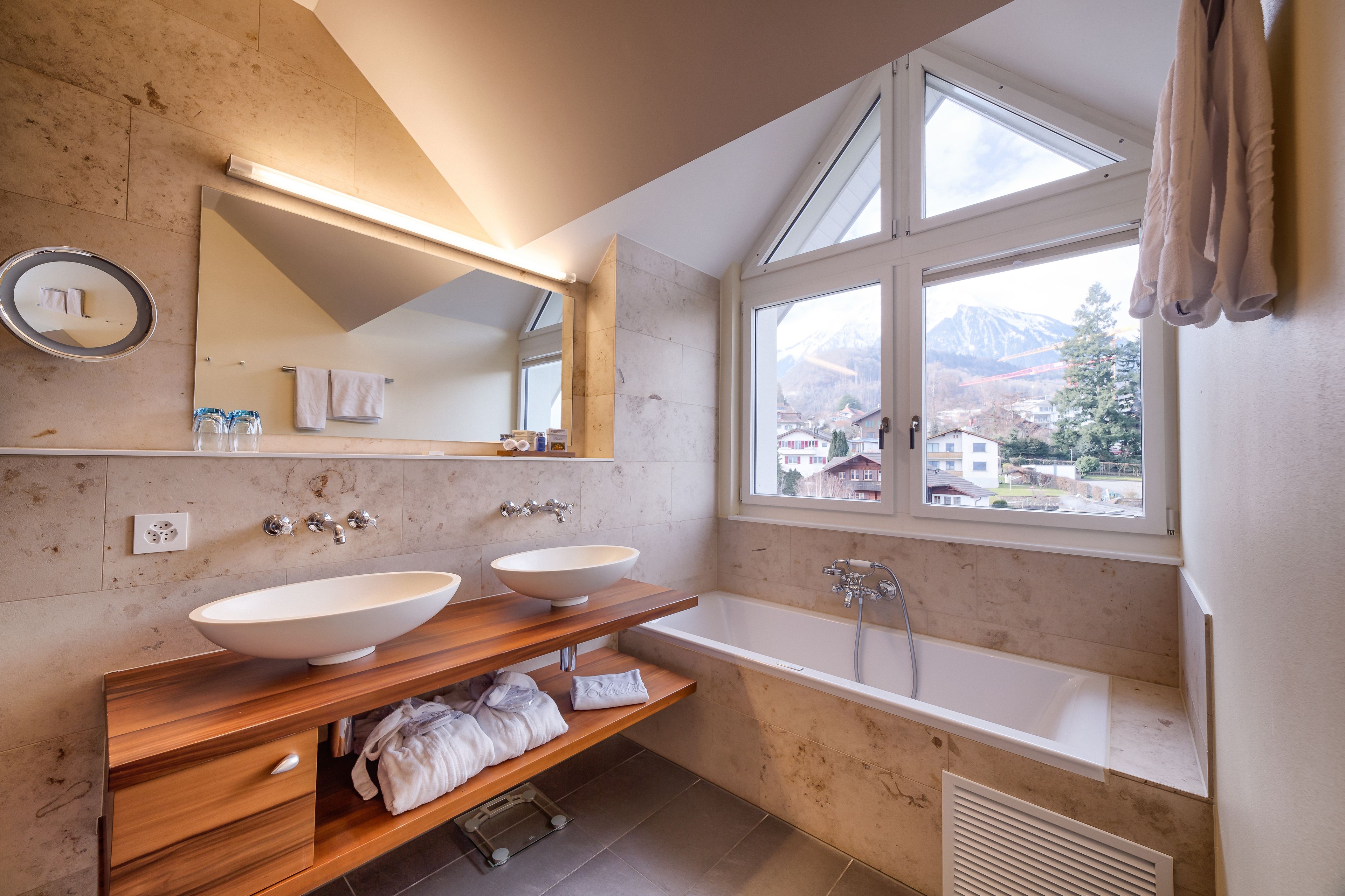 boutique family room  | bathroom | shower, free toiletries, hair dryer, bathrobes