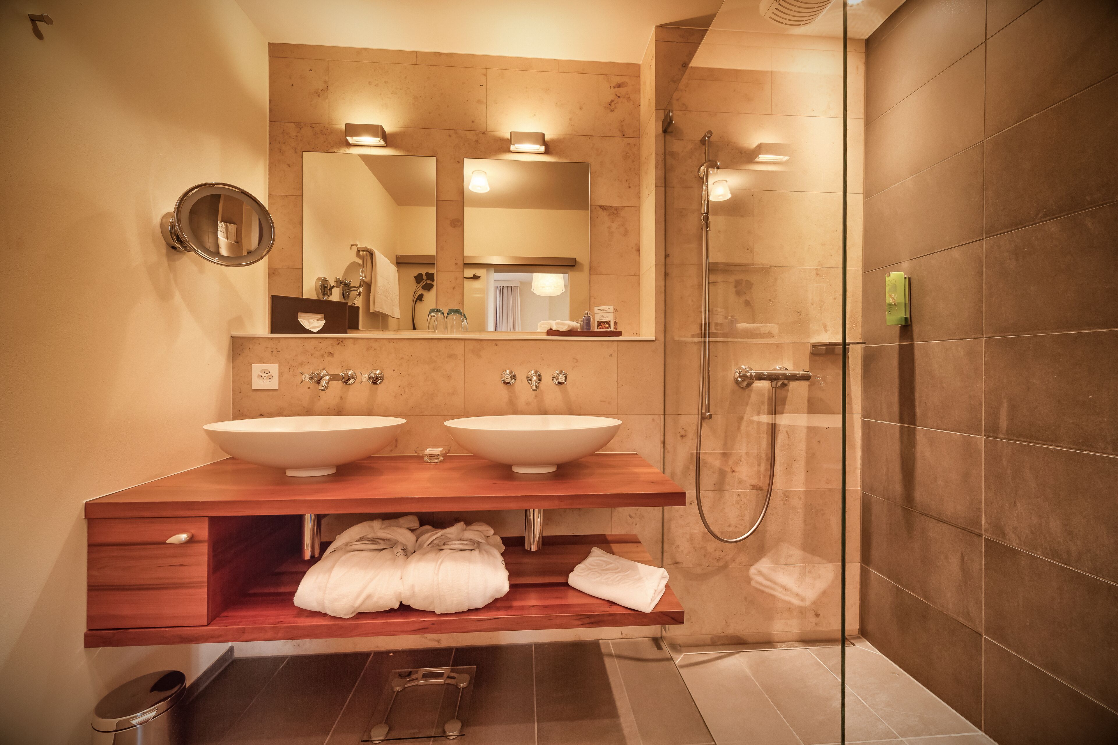 shower, free toiletries, hair dryer, bathrobes