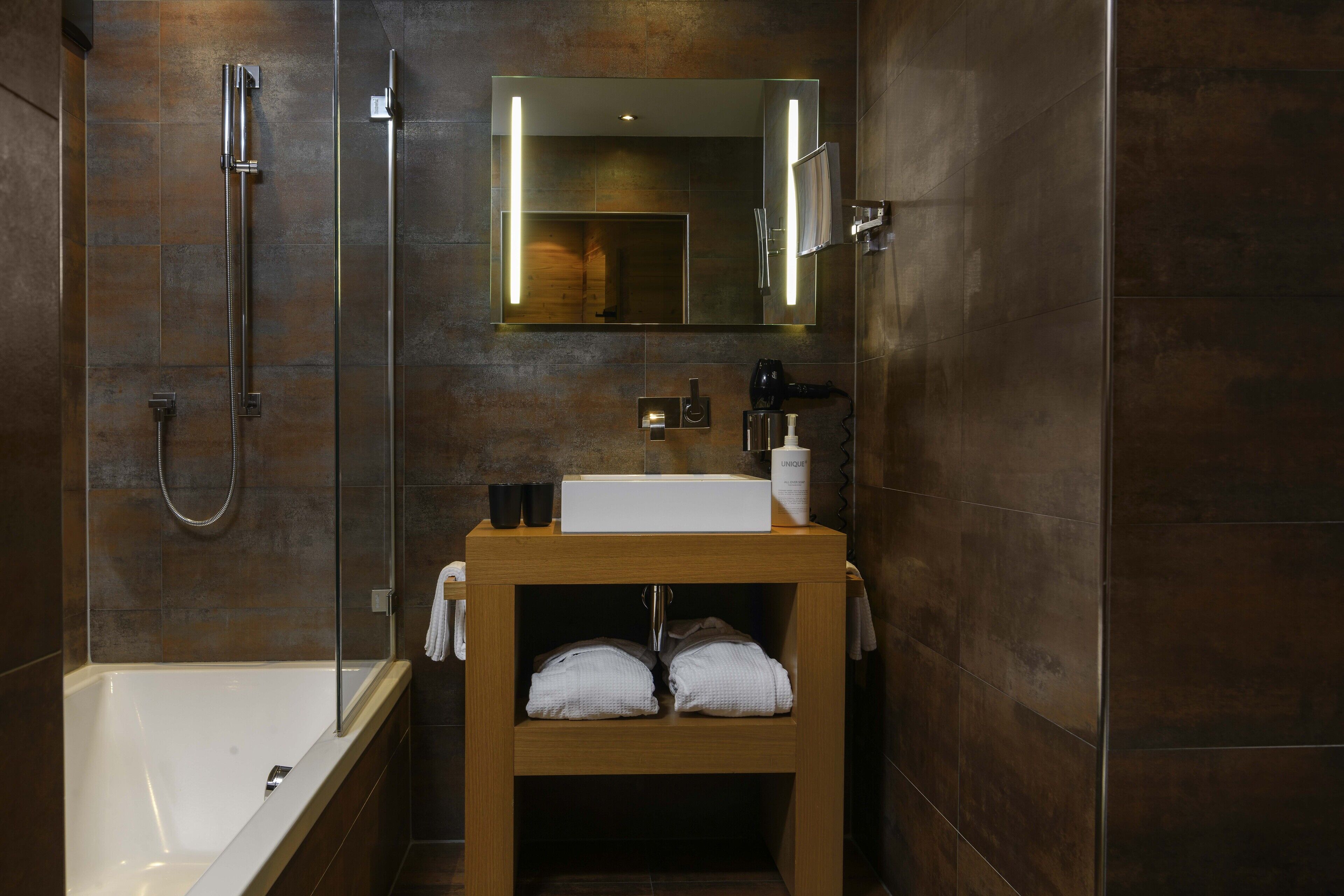 double room (style) | bathroom | rainfall showerhead, designer toiletries, hair dryer, bathrobes