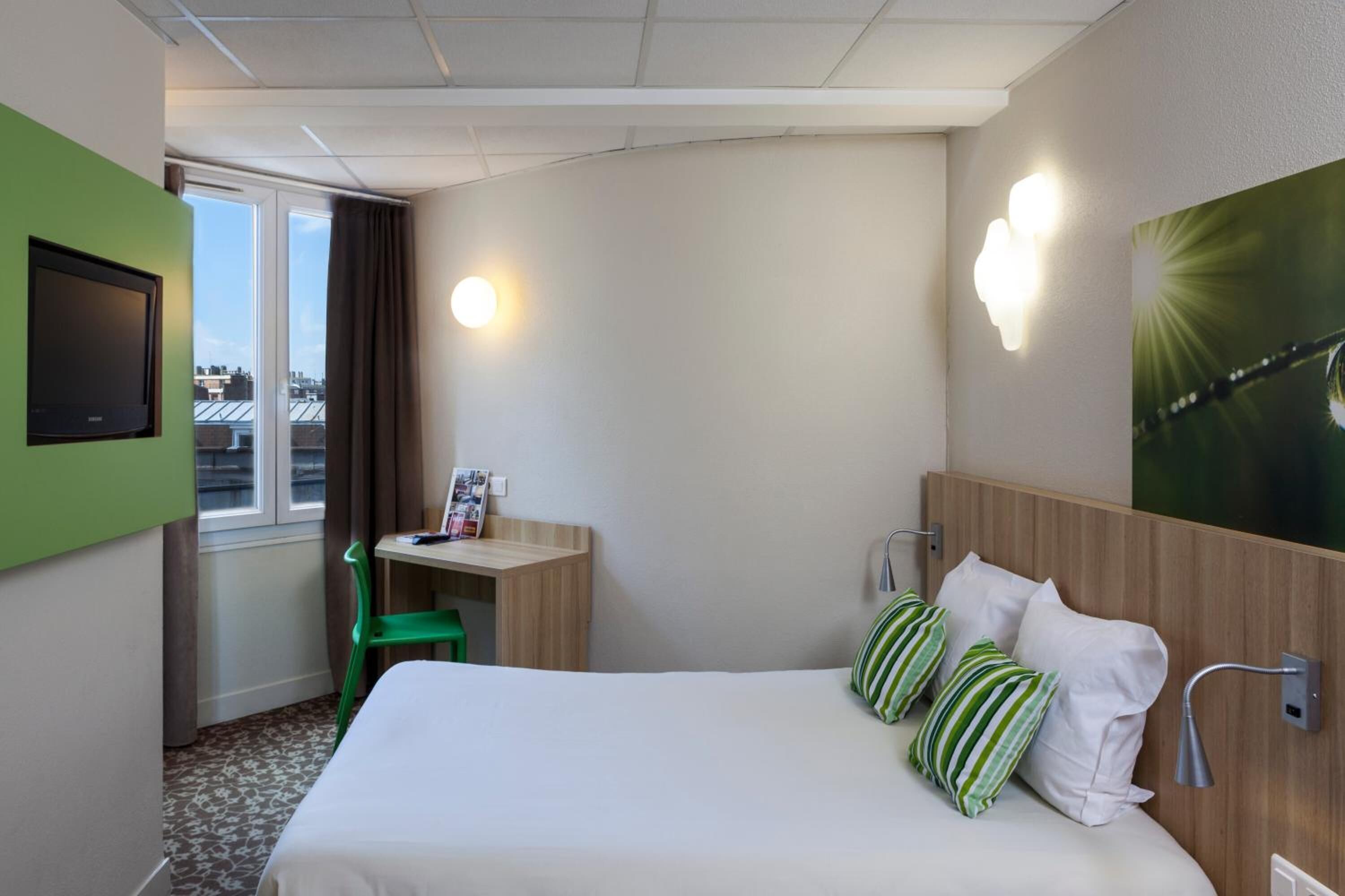 premium bedding, desk, blackout curtains, soundproofing