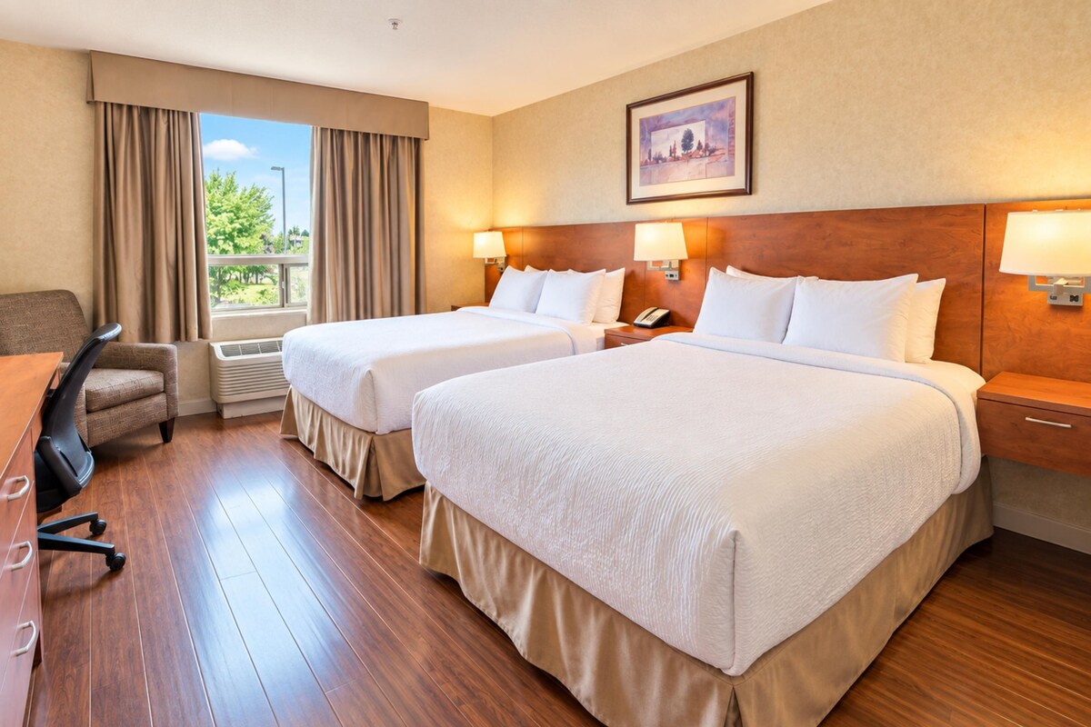 Standard Room, 2 Queen Beds, Non Smoking | Iron/ironing board, WiFi (free), bed sheets