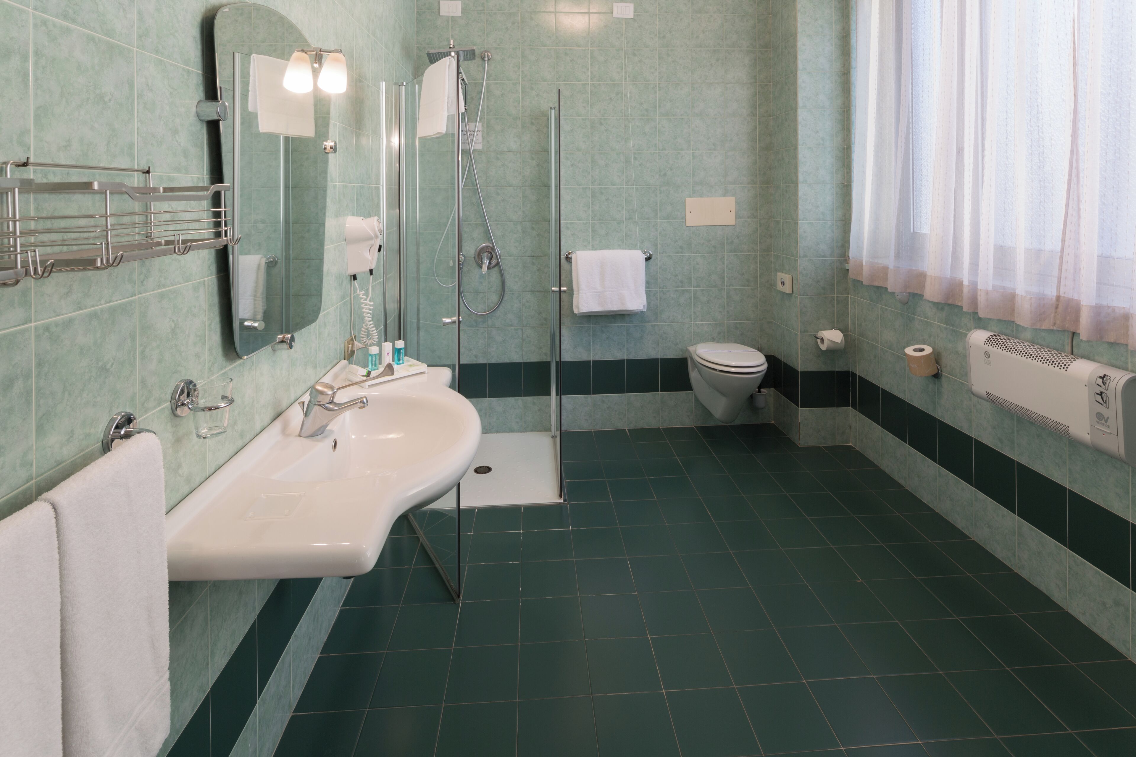 separate bathtub and shower, rainfall showerhead