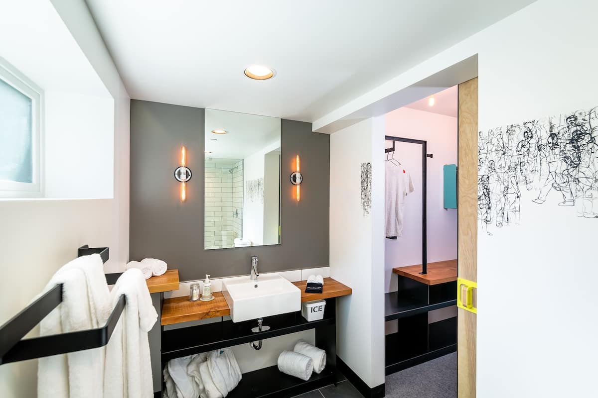 shower, eco-friendly toiletries, hair dryer, bathrobes