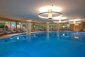 Indoor pool, outdoor pool, open 8:00 AM to 8:00 PM, pool umbrellas