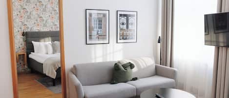 Studio – deluxe | Skrivebord, blendingsgardiner, strykejern/-brett og wi-fi (inkludert)