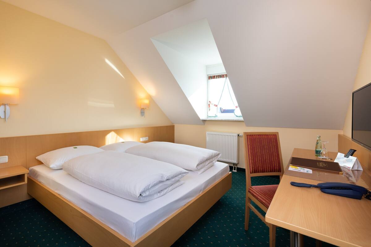 Double room (with a French bed 160x200 in the main building) | デスク、遮光カーテン、防音設備、アイロン / アイロン台